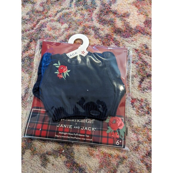 American Girl Janie and Jack puff top sweater and tartan skirt set for 18" dolls - Picture 3 of 6